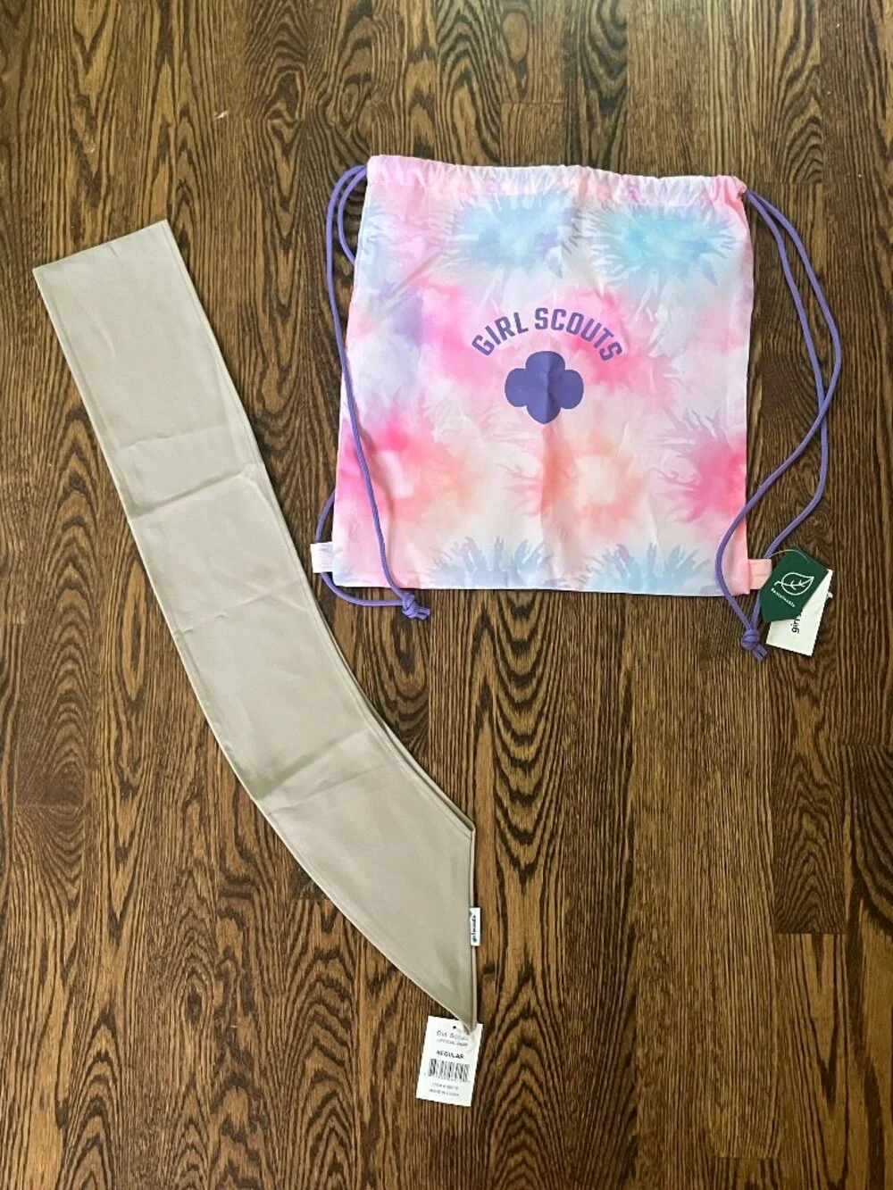 NWT Girls Scouts Bundle with Sash & Drawstring Bag